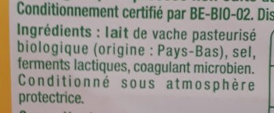 BIOGOUDA Tranches ingredient label