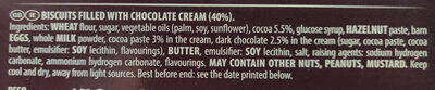 Grisbì Chocolate ingredient label