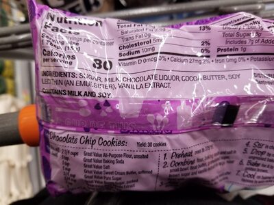 Milk Chocolate Chips ingredient label