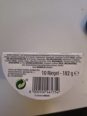 Choco Duo ingredient label