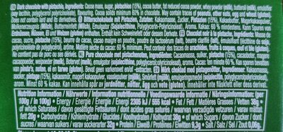 Chokolate ingredient label
