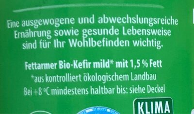 Bio Kefir ingredient label