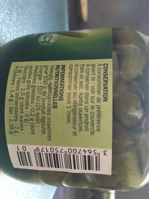 Mini cornichons ingredient label