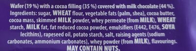 Milk Chocolate Covered Wafer ingredient label