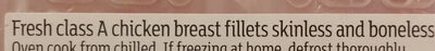 Whole Chicken Breast Fillets ingredient label
