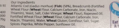 Crunchy breaded 4 cod fillets ingredient label