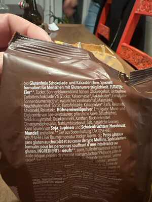 Muffin Choco ingredient label