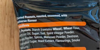 Coated peanuts ingredient label