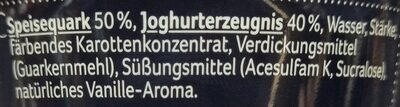 High Protein Quarkcreme ingredient label