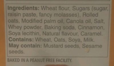 Breaktime Oatmeal ingredient label