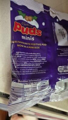 Puds Mini ingredient label