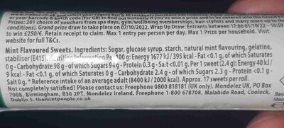 Trebor extra strong mints peppermint ingredient label