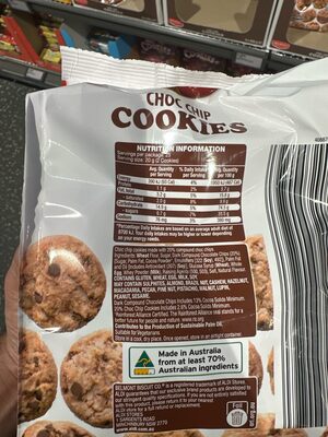 Choc chip cookies ingredient label