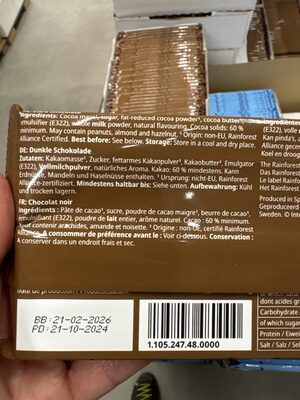 Choklad Mörk ingredient label