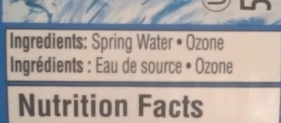 Natural Spring Water ingredient label