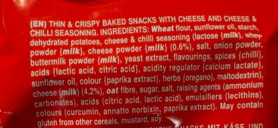 Snap'd Cheese & Chilli ingredient label