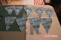 Simple Baby Bunting - The letters are ironed on and ready to be stitched.