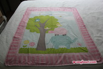 Simple Blanket - Elephant Blanket in Cotton and Cotton Flannel with Decorative Stitching