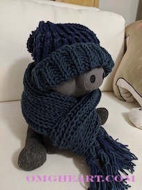 Knitted Toddler Hat and Scarf in English Rib Knit