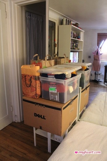 My Stash! - Packed up into boxes. The big Dell box is filled with most of my yarn. The clear plastic box is all econo yarns I used more often