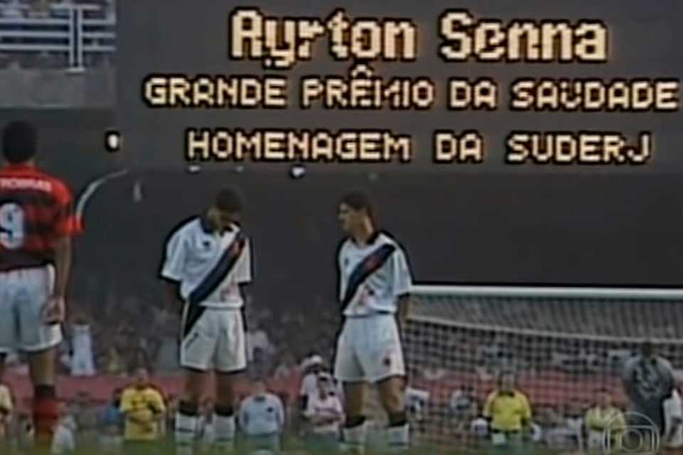 Maiores rivais do Rio, torcidas de Flamengo e Vasco se uniram para homenagear Senna. Foto: Reprodução