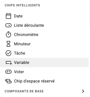 Insertion via le menu @