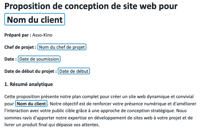 Modèles réutilisables avec variables