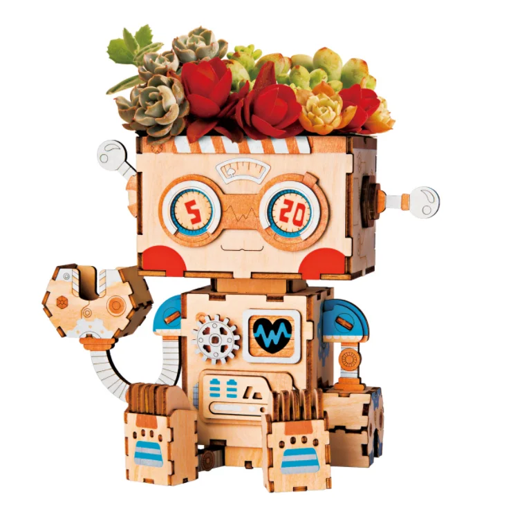 3D Robot en bois à monter Robotime Pot de fleur