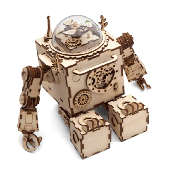 3D Robot en bois à monter Robotime Steam Punk Boite à musique Orpheus - Image 4