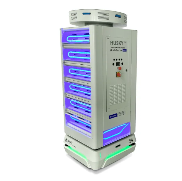 Base mobile robot AGV AMR Désinfection Purificateur d'Air HUSKY UV e-cobot