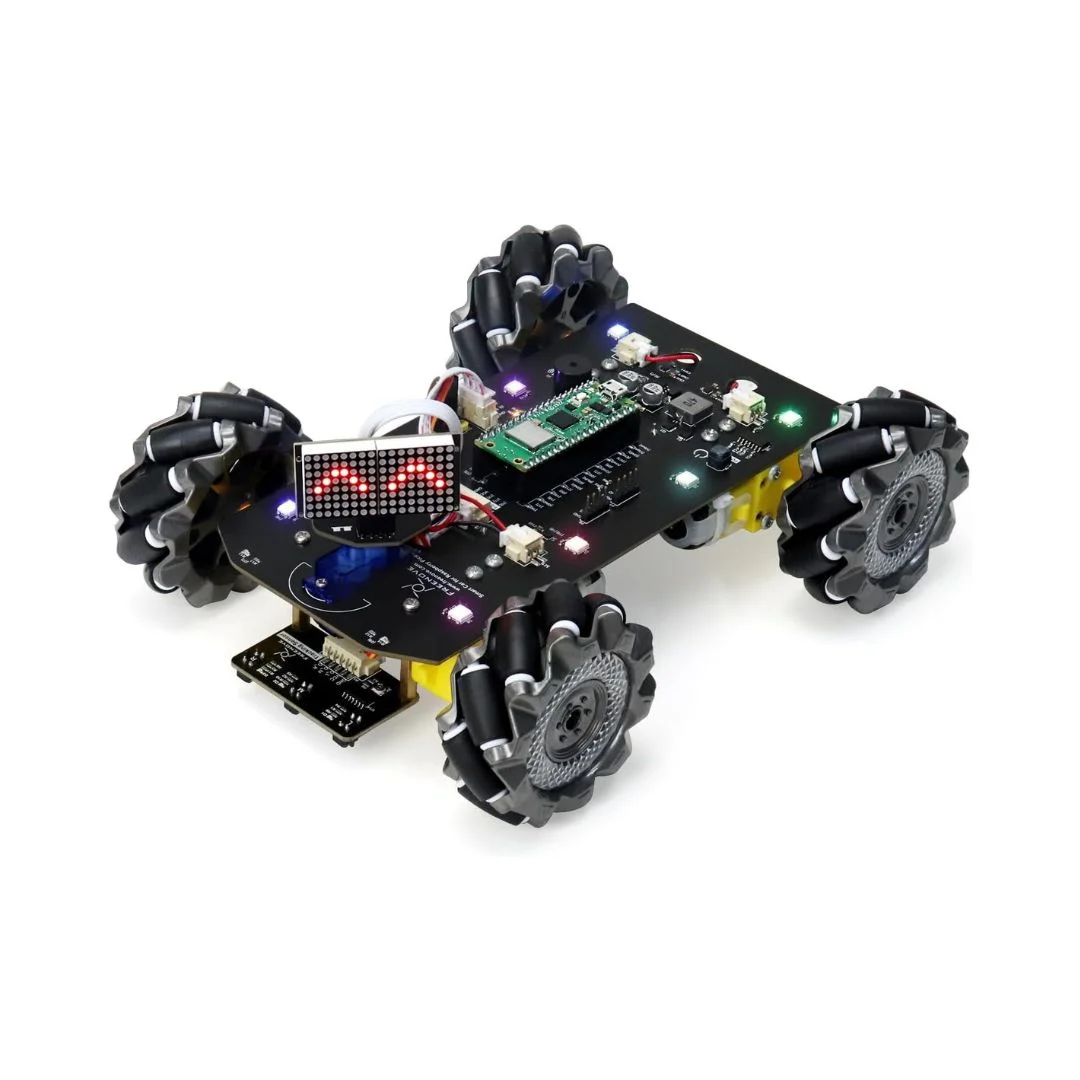 Robot kit voiture éducatif à construire  avec roues holonomes + Raspberry Pi Pico W Freenove