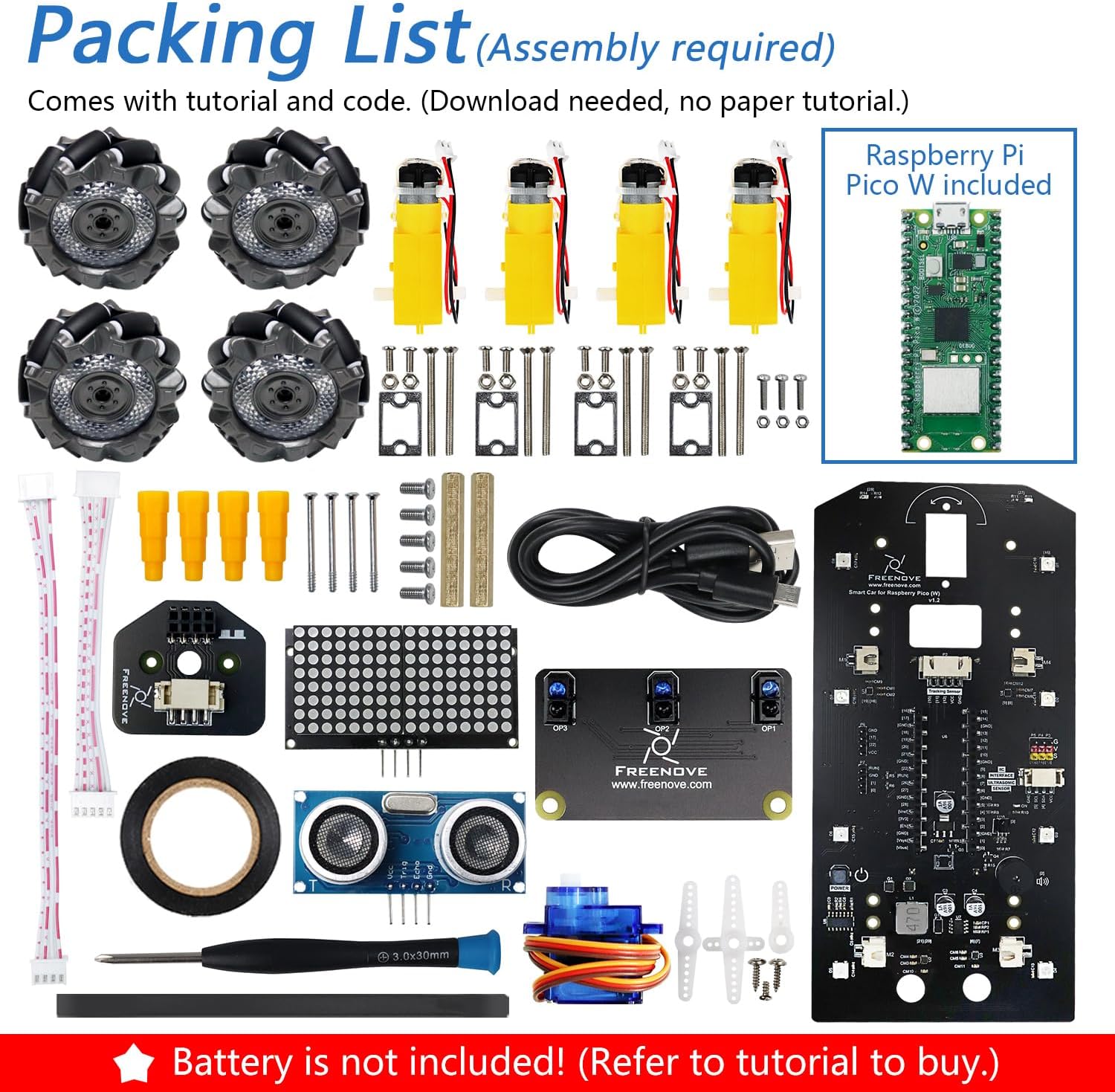 Robot Leobotics - Kit De Voiture Educatif A Construire Avec Roues Holonomes Raspberry Pi Pico W 2