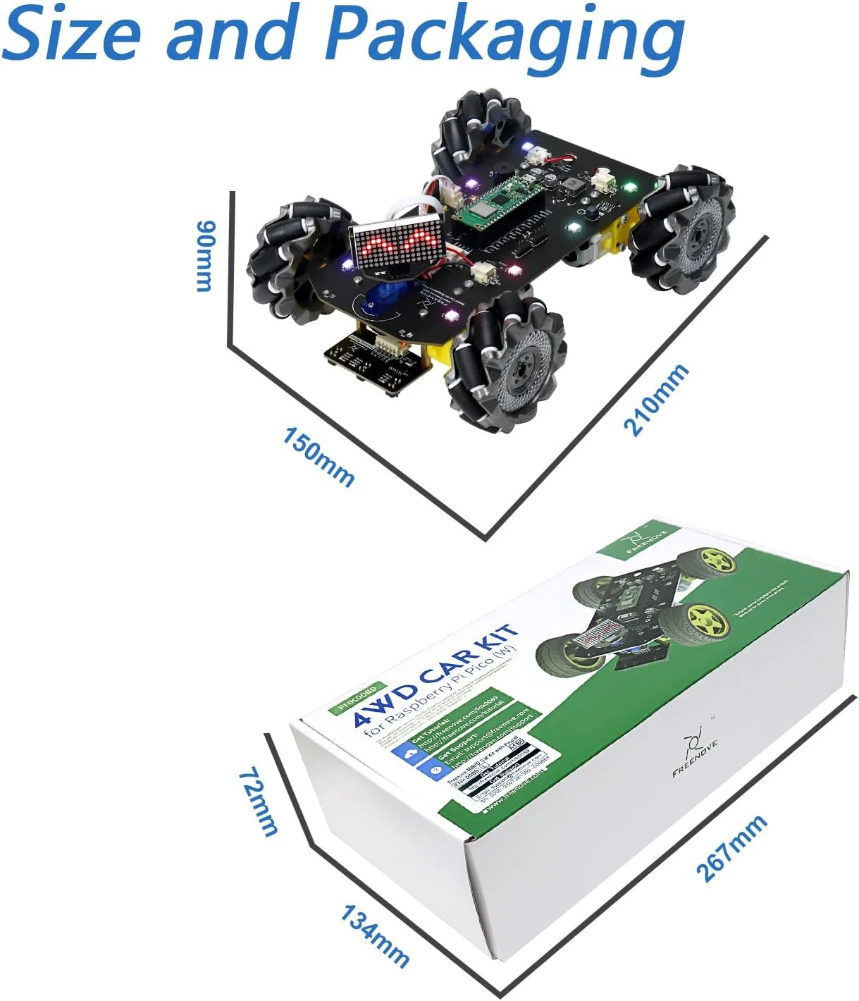 Robot kit voiture éducatif à construire  avec roues holonomes + Raspberry Pi Pico W Freenove - Image 4