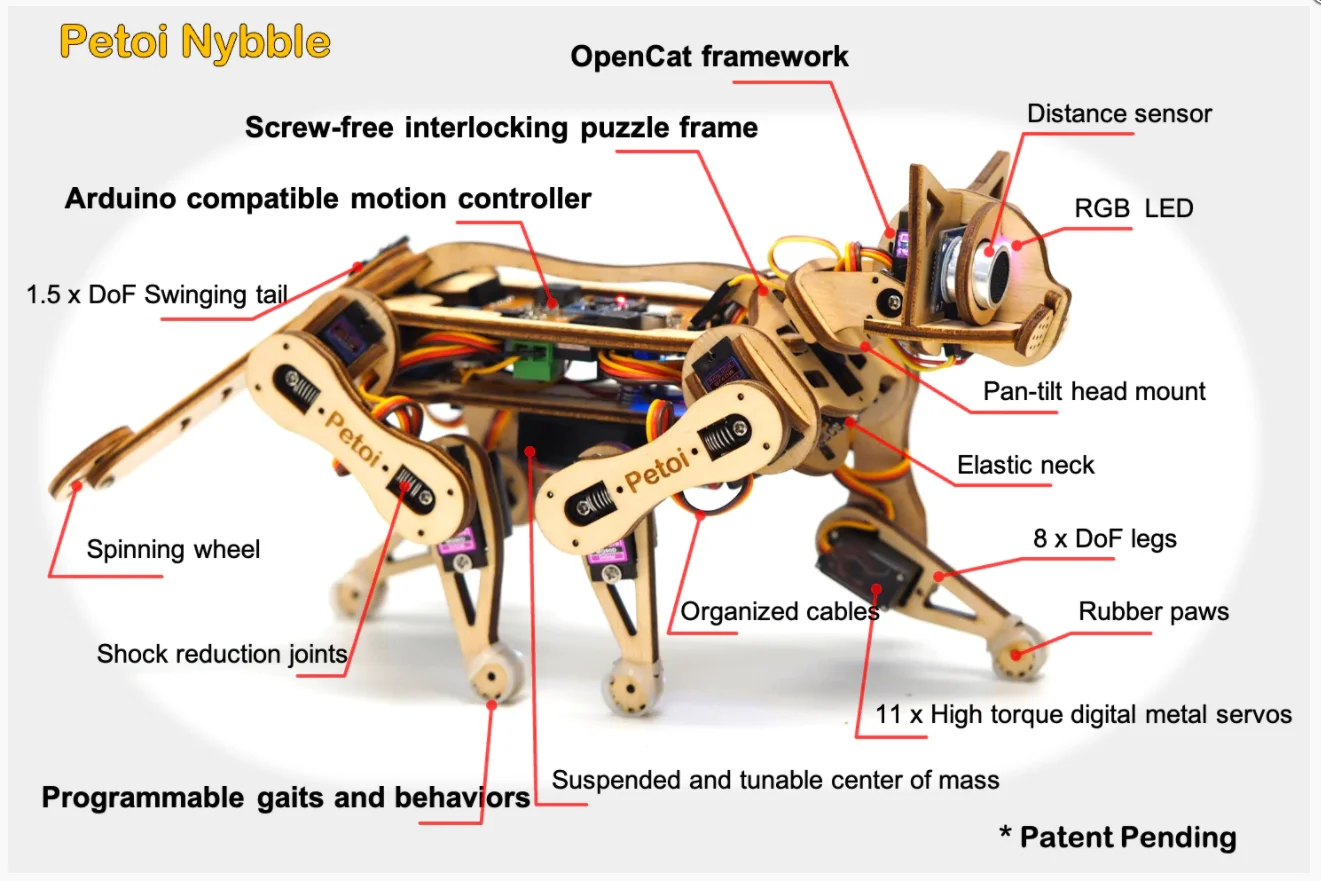 Kit robot chat mignon Open Source Nybble Kitten PetOi OpenCat à monter et à programmer - Image 3