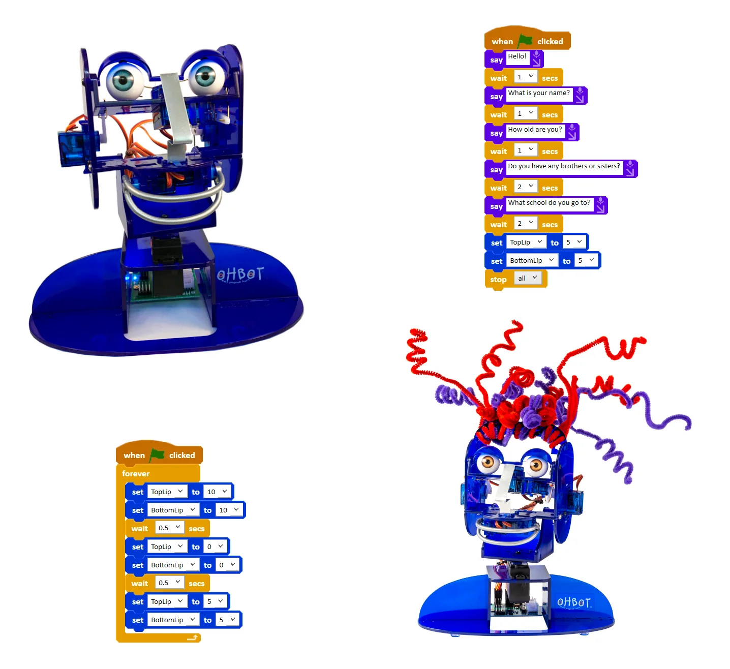Kit robot éducatif construction programmation tête humanoide Ohbot 2.1 Application Windows Python Scratch + Capteurs - Image 2