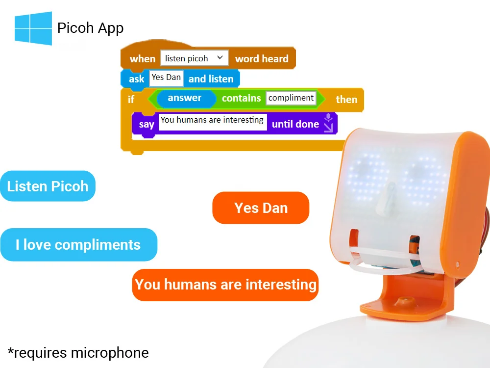 Kit robot éducatif construction programmation tête humanoide Picoh Ohbot (blanc / orange) Application Windows Python Scratch - Image 6