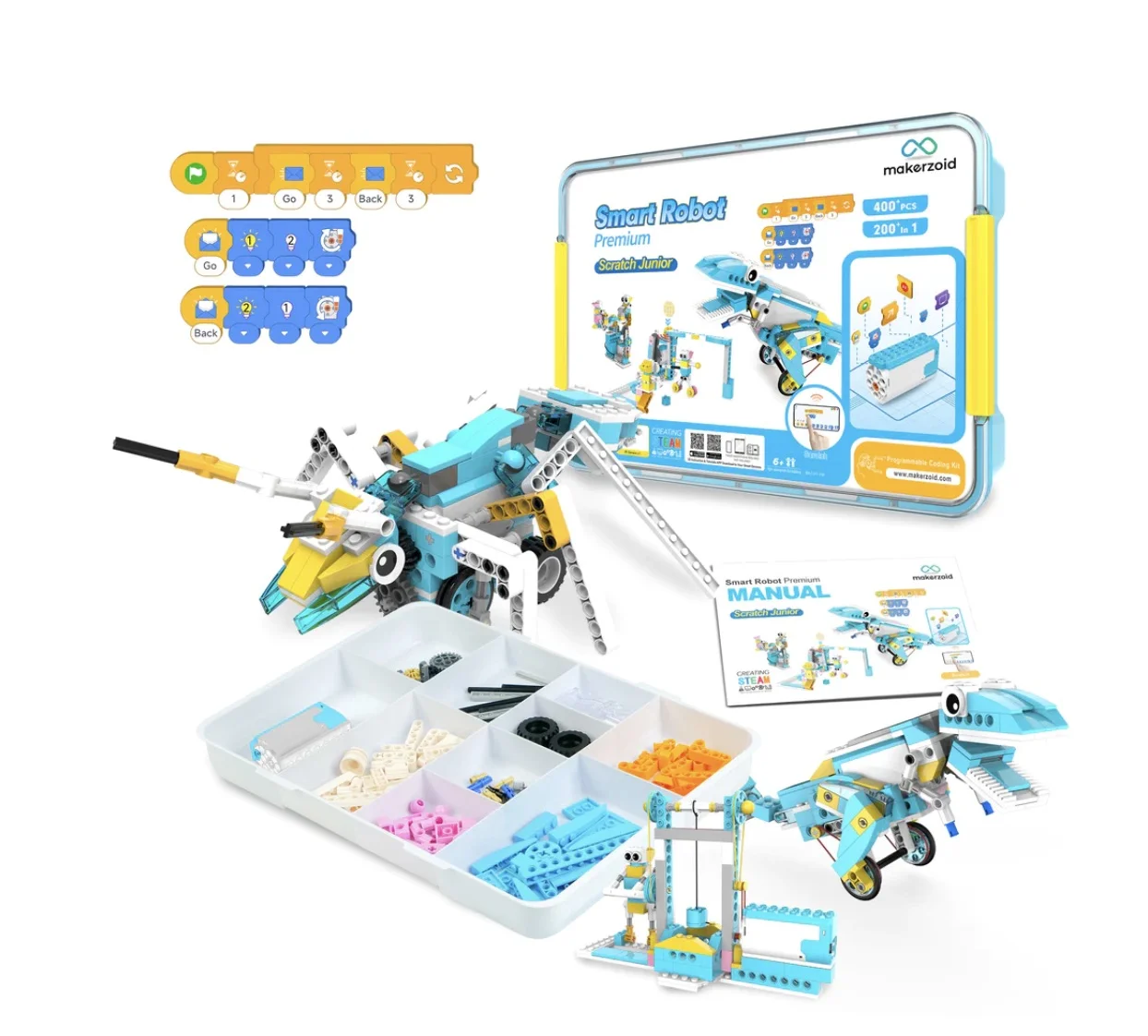 Kit robotique construction programmation apprentissage 200-en-1 Scratch Junior Makerzoid