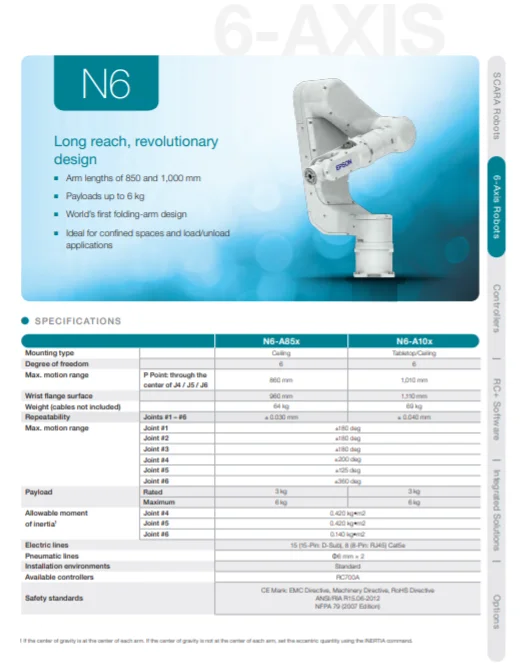 Robot 6 axes industriel Epson N6-1000 - Image 2