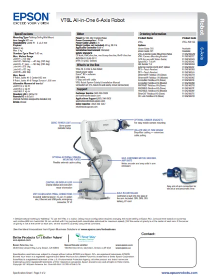 Robot 6 axes industriel Epson VT6L - Image 2