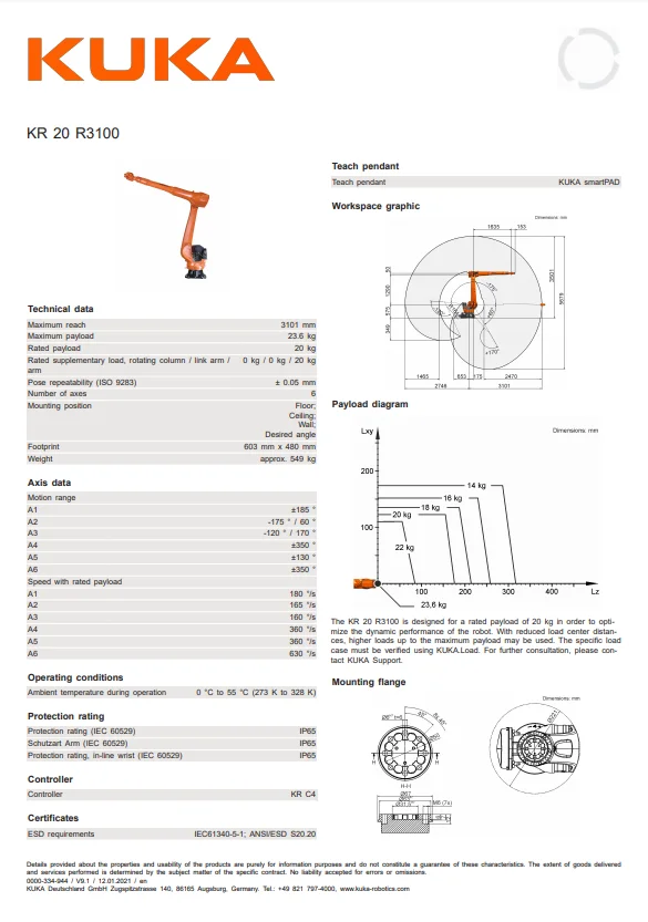 Robot 6 axes industriel KUKA KR 20 R3100 - Image 2