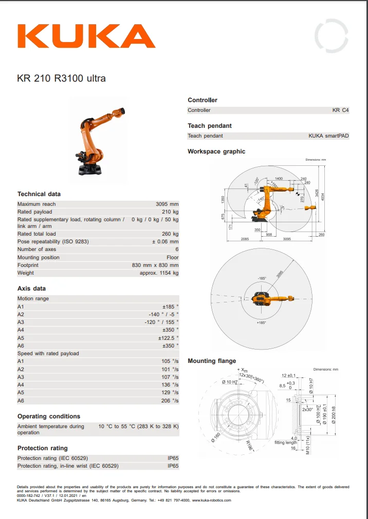 Robot 6 axes industriel KUKA KR 210 R3100 ultra - Image 2