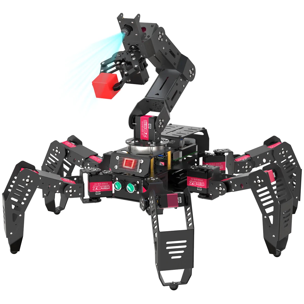Robot Leobotics - Robot Construction Programmation Hexapode Hiwonder Spiderpi Pro Bras Robotique Ai Vision Raspberry Pi 4b 4 Go 1