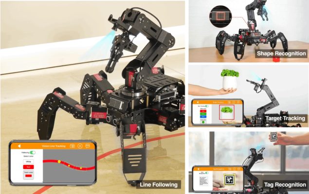 Robot de construction et programmation hexapode Hiwonder SpiderPi Pro avec bras robotique AI Vision Raspberry Pi 4B 4 Go