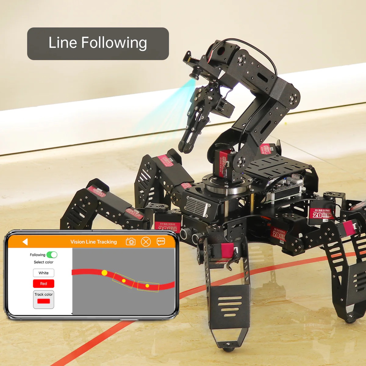 Robot Leobotics - Robot Construction Programmation Hexapode Hiwonder Spiderpi Pro Bras Robotique Ai Vision Raspberry Pi 4b 4 Go 3