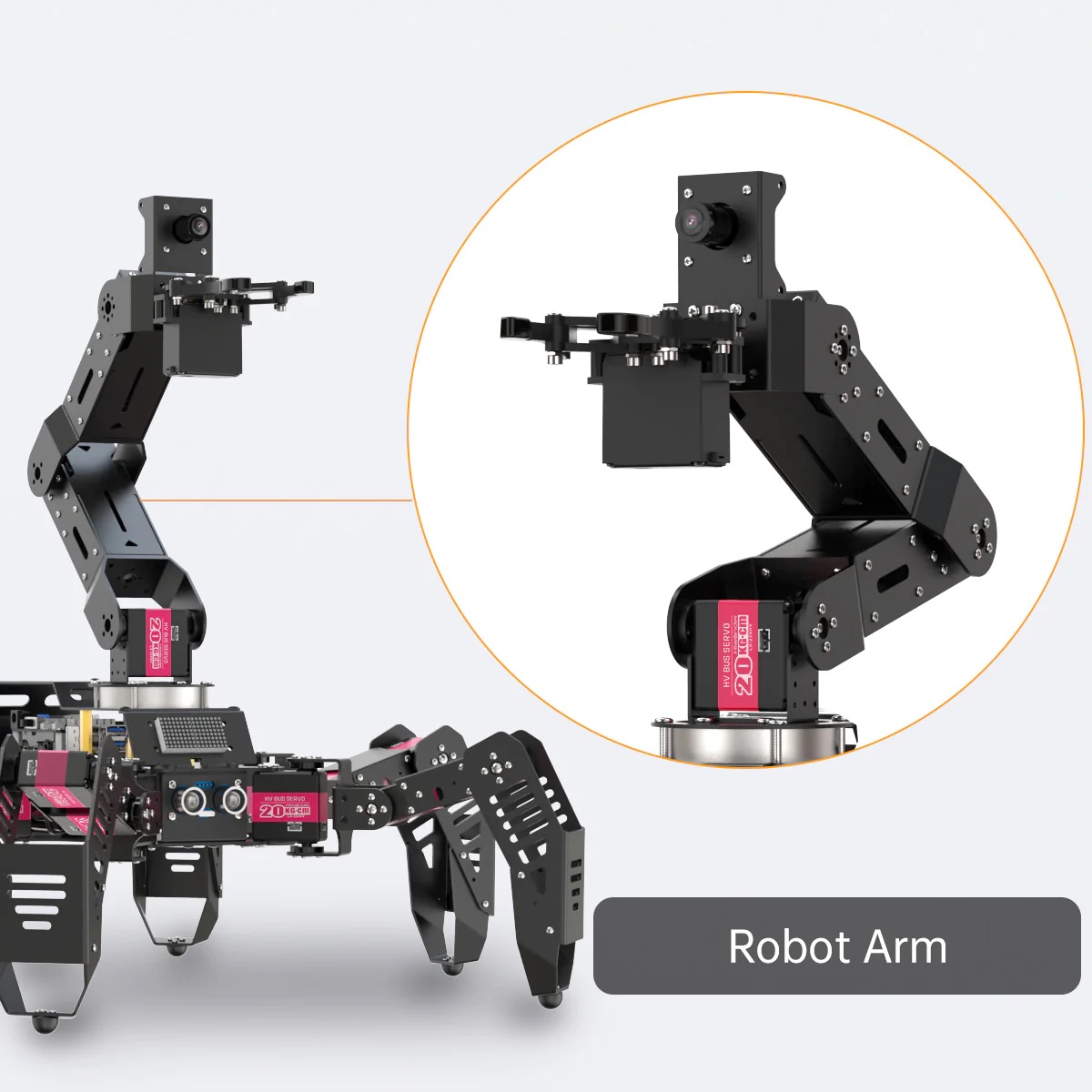 Robot Leobotics - Robot Construction Programmation Hexapode Hiwonder Spiderpi Pro Bras Robotique Ai Vision Raspberry Pi 4b 4 Go 5