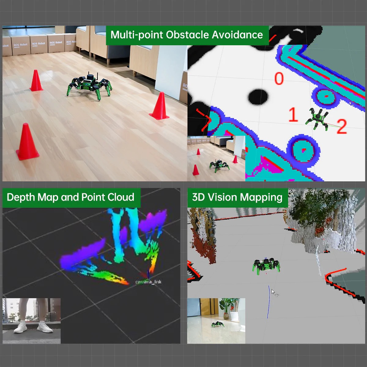 Robot Leobotics - Robot Construction Programmation Kit Hexapode Hiwonder Jethexa Ros Jetson Nano Caméra Profondeur Lidarcartographie Navigation Slam 4