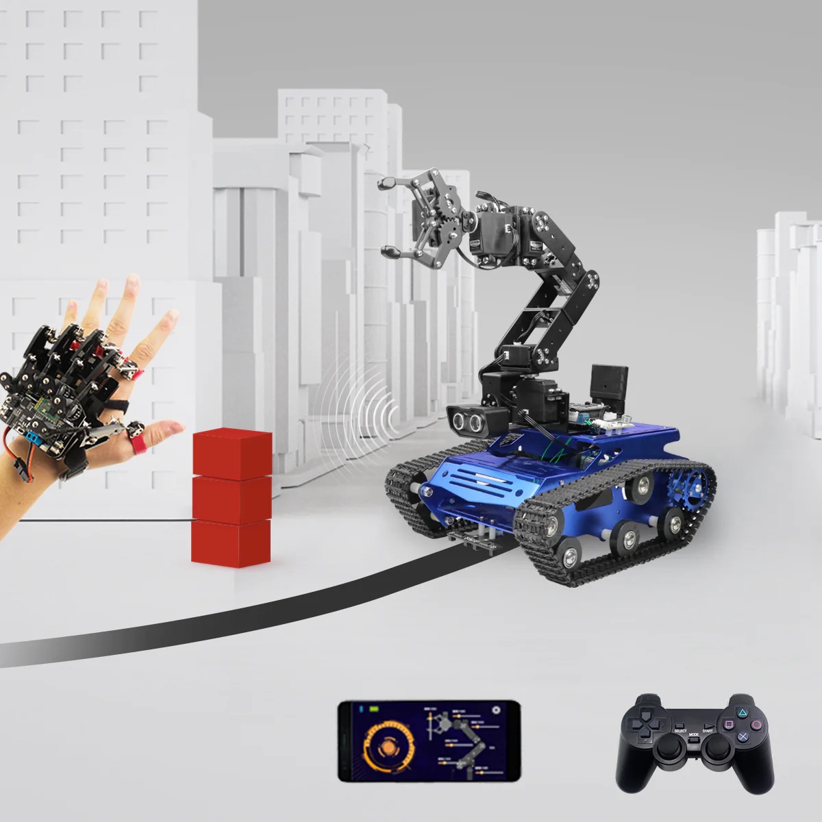 Robot Leobotics - Robot Construction Voiture Chenilles Bras Robotique Hiwonder Tankbot Track Programmation Stm3 5