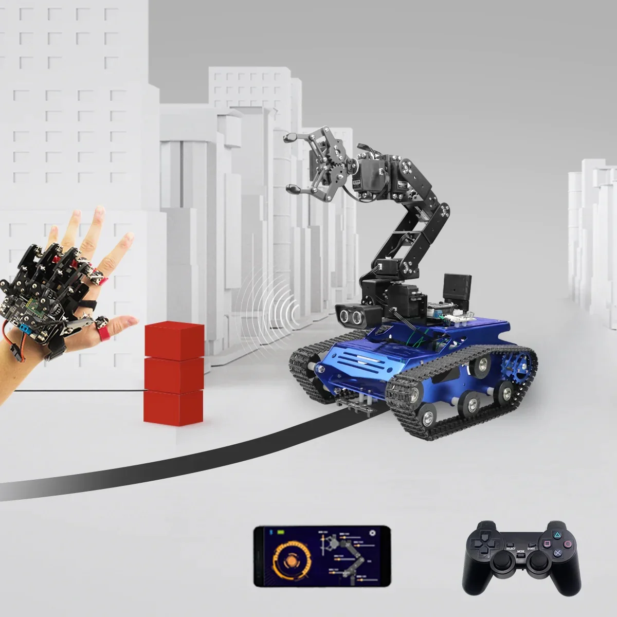 Robot de construction voiture chenilles avec bras robotique Hiwonder Tankbot Track pour la programmation STM3 - Image 5