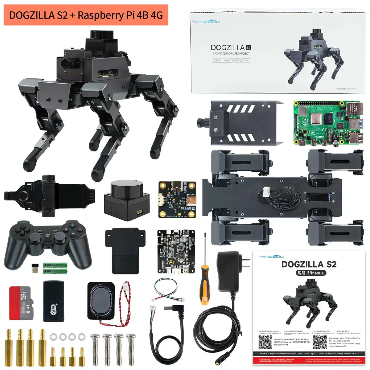 Robot à construire éducatif quadrupède Dogzilla S2 avec Raspberry Pi 4B 4GB Yahboom - Image 3