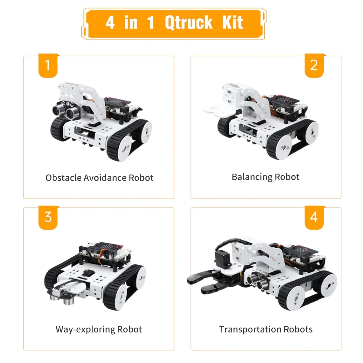 Robot éducatif de construction programmable Qtruck Hiwonder micro:bit 4 en 1 modèles - Image 5